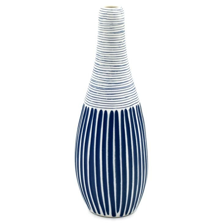 Modo Blue & White Stripe Porcelain Bud Vase - r. h. ballard shop & gallery