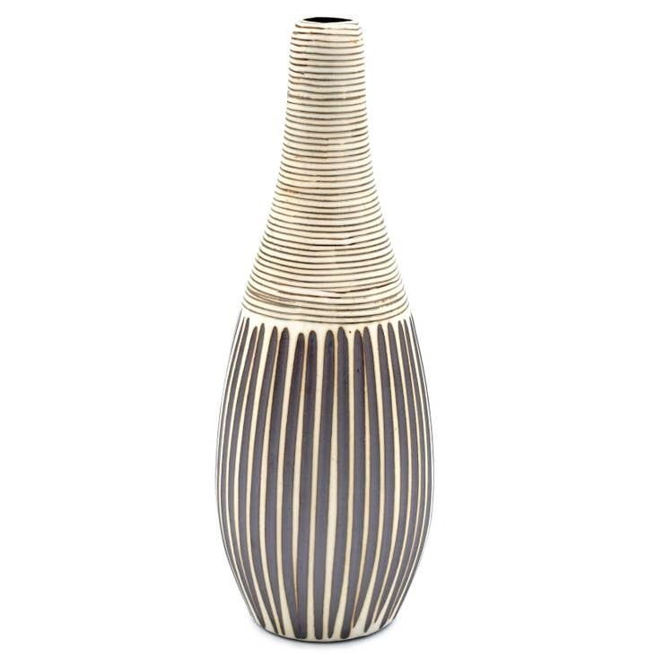Modo Porcelain Bud Vase, Brown and Cream