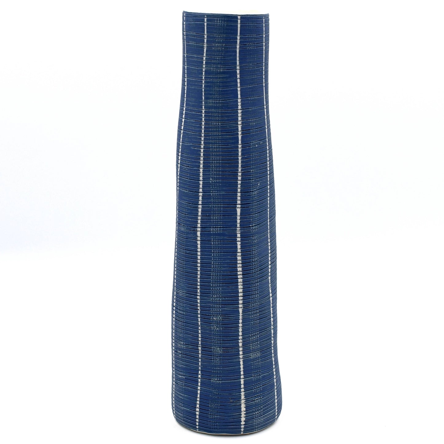 KOZA M Blue and White Textured Porcelain Bud Vase