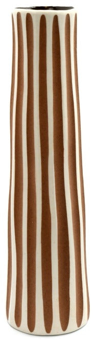 Koza Terra & Cream Stripe Porcelain Bud Vase