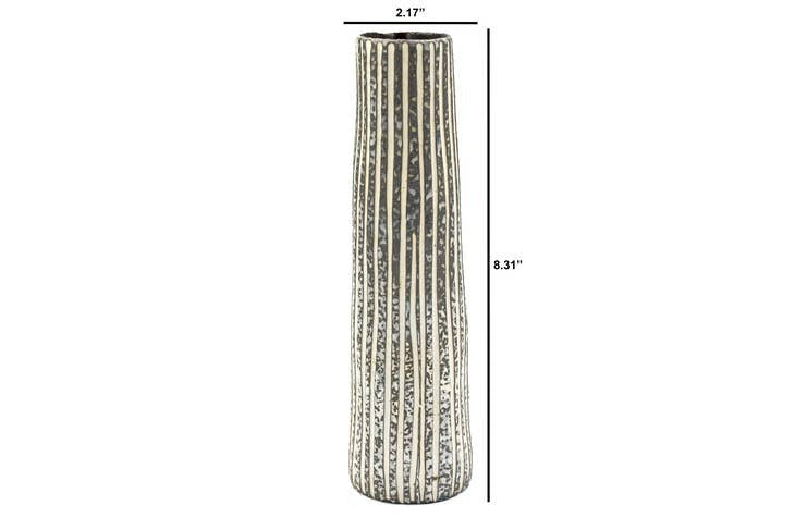Koza Medium Tan and Cream Porcelain Bud Vase