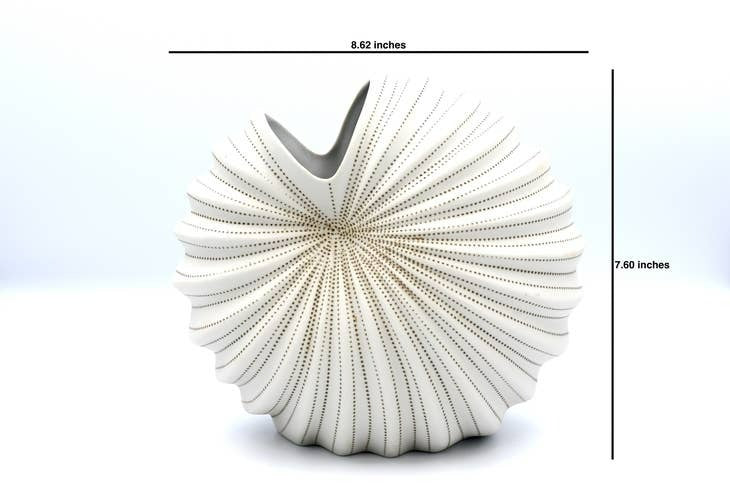 Medium Palm Tan & Cream Dots Porcelain Vase