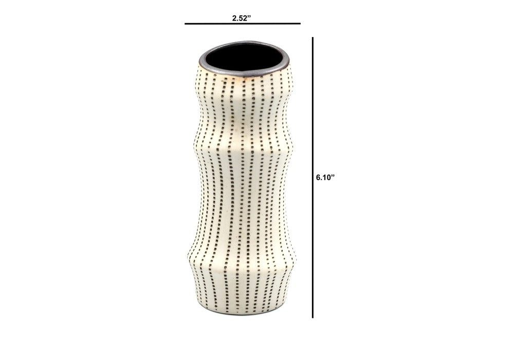 Bamboo Brown & Cream Dots Porcelain Vase