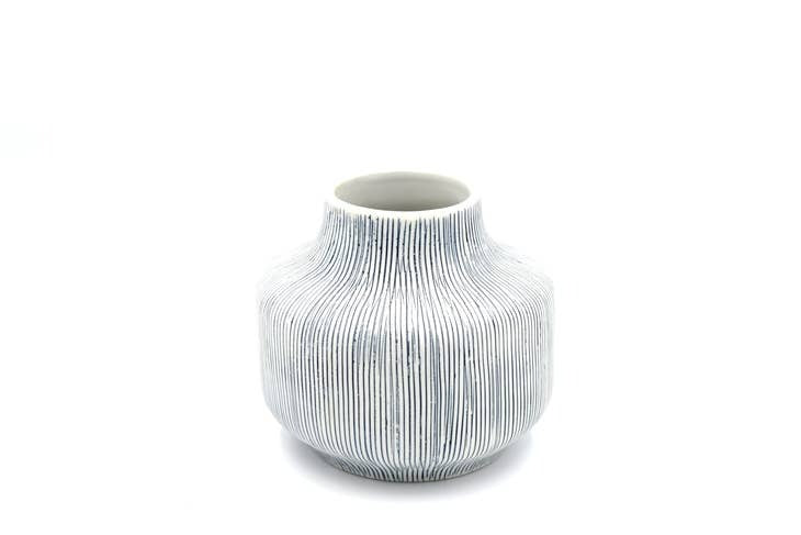 Diana Blue and White Thin Stripe Porcelain Vase