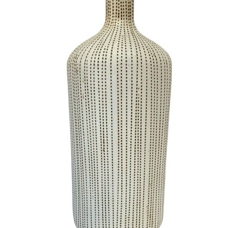 Tan and White Tall Porcelain Vase