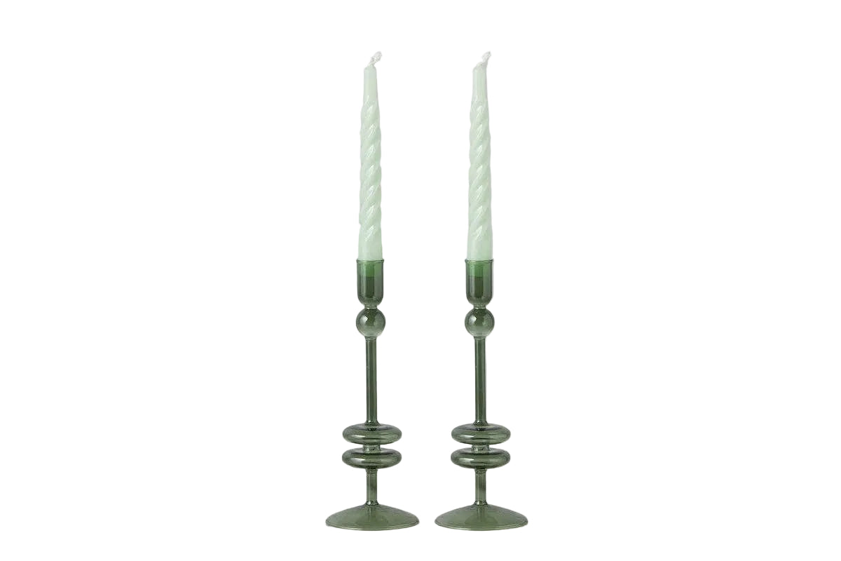 Angelique Glass Candlestick Emerald, Single, 10in - r. h. ballard shop & gallery