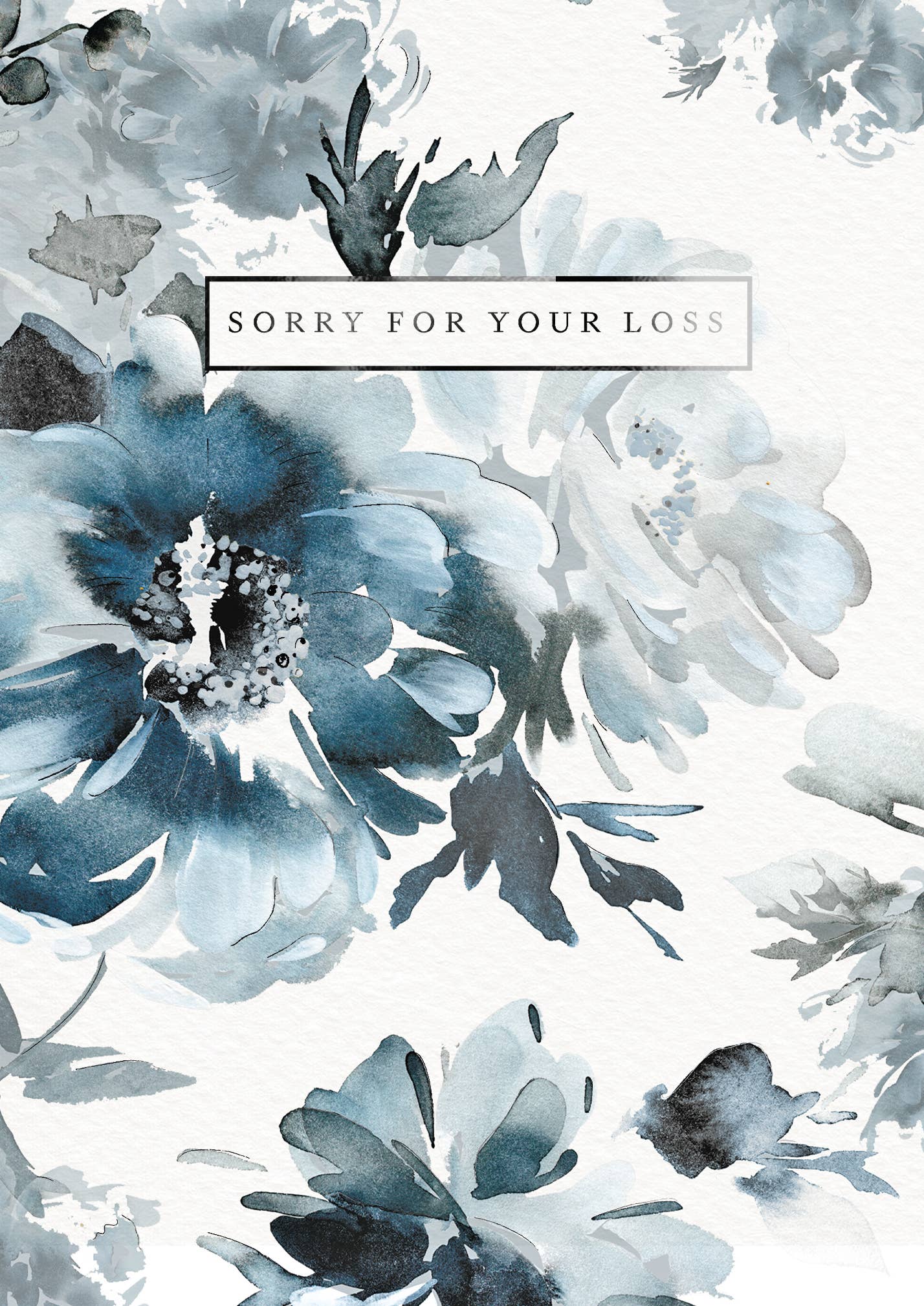 SYMPATHY GREETING CARD BLUE FLOWERS LING DESIGN