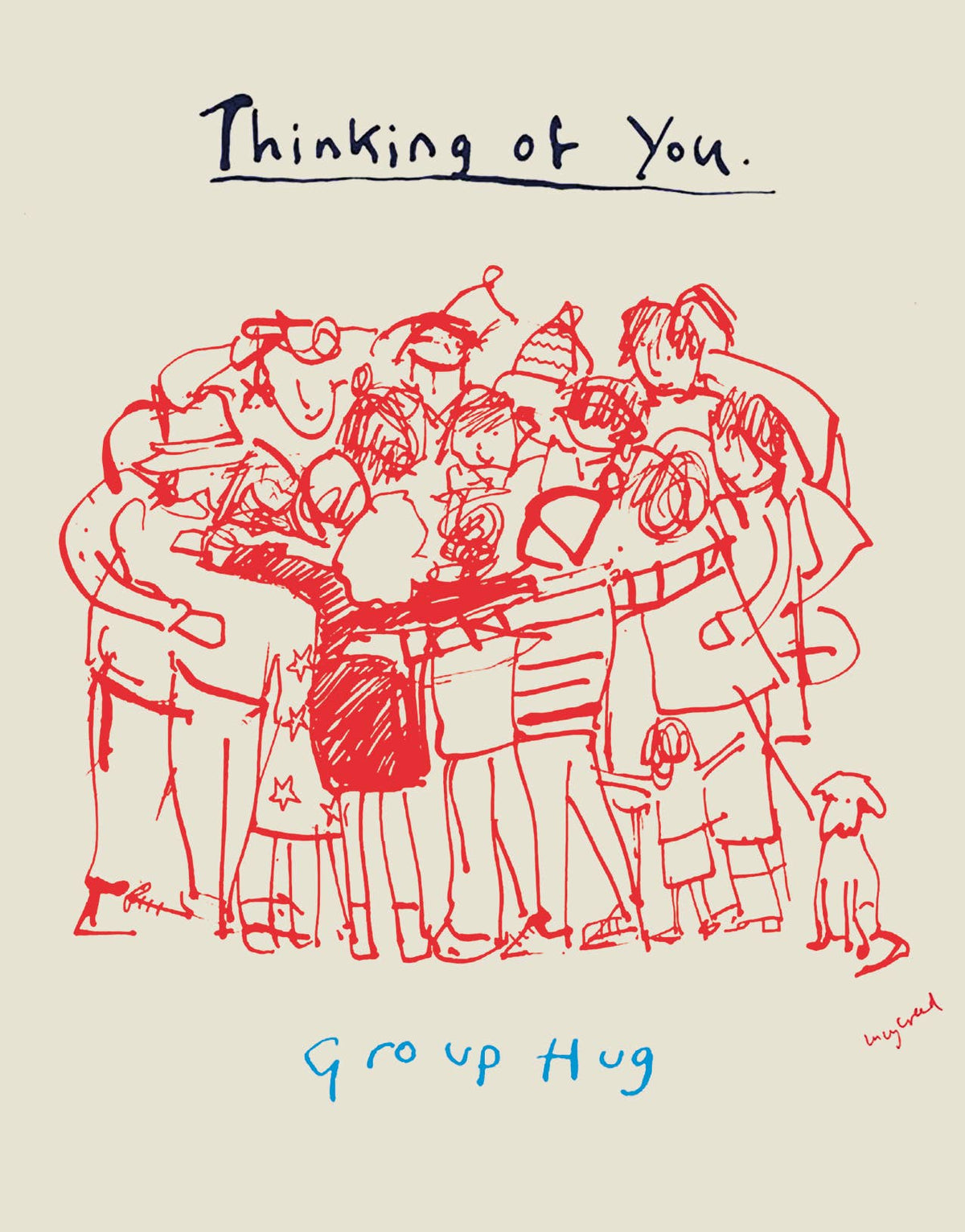 THINKING OF YOU GROUP HUG GREETING CARD POET & PAINTER
