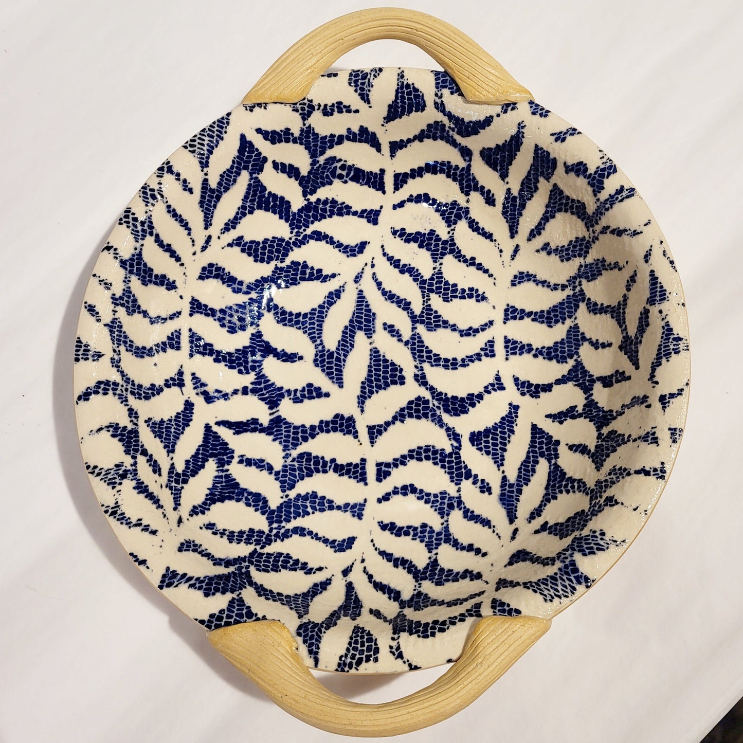 Terrafirma Ceramics - Fern Cobalt 9” Serving Bowl with Handles