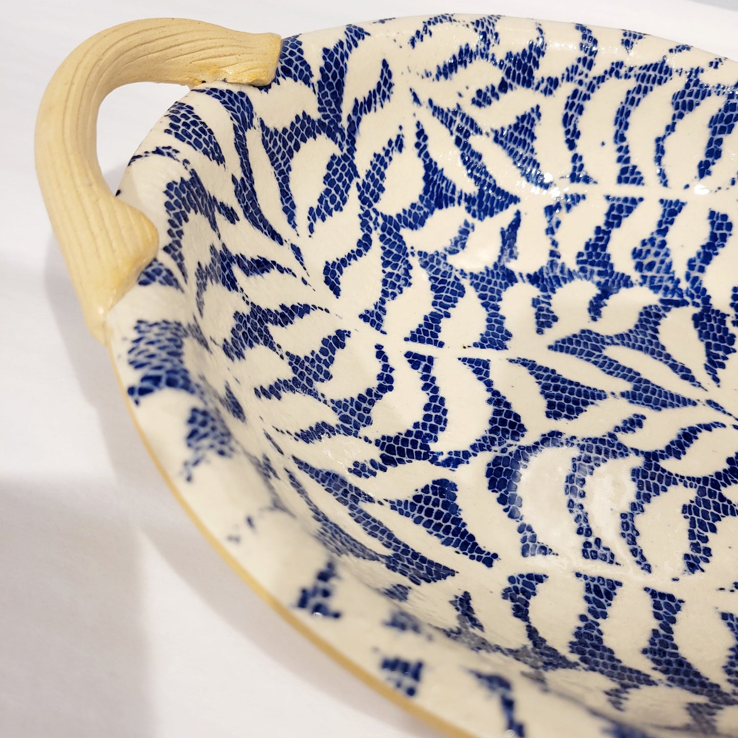 Terrafirma Ceramics - Fern Cobalt 9” Serving Bowl with Handles