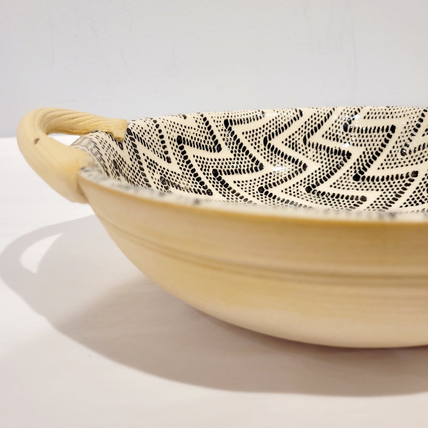 Terrafirma Ceramics - Black Chevron 9” Serving Bowl with Handles