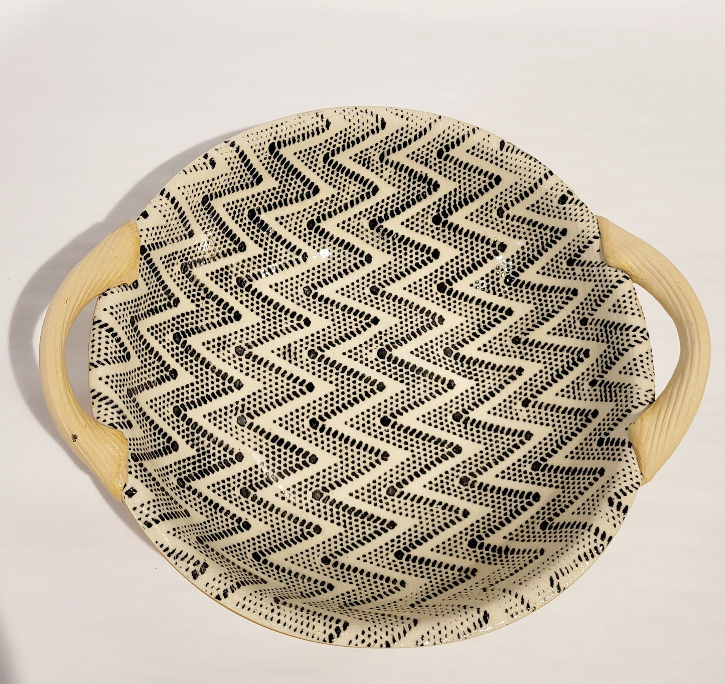 Terrafirma Ceramics - Black Chevron 9” Serving Bowl with Handles
