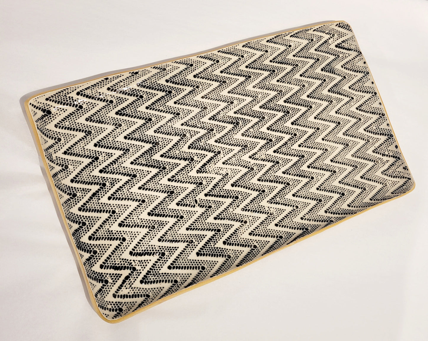 Terrafirma Ceramics - Black Chevron Large Stacking Tray