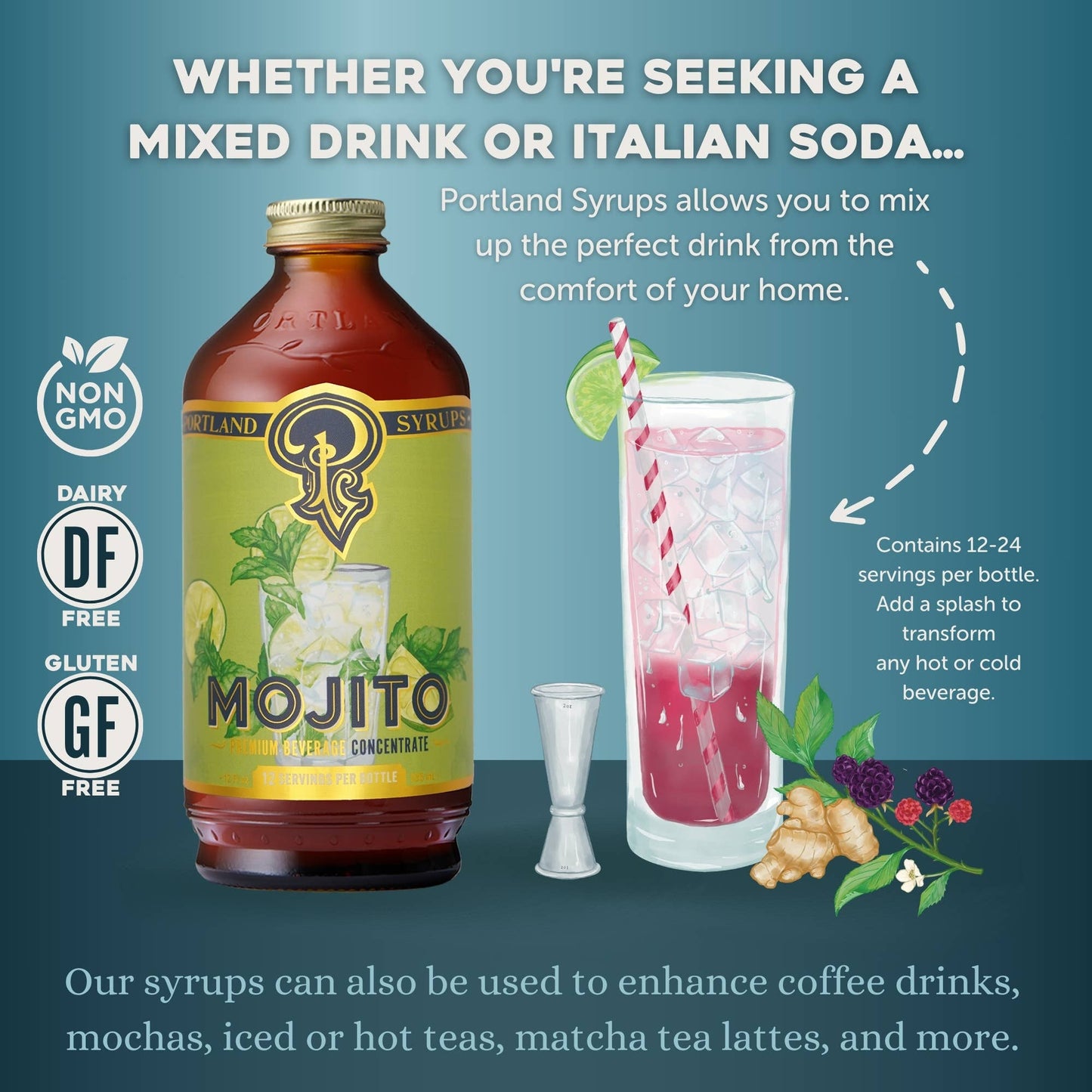 Mojito Syrup 12oz - cocktail / mocktail beverage mixer