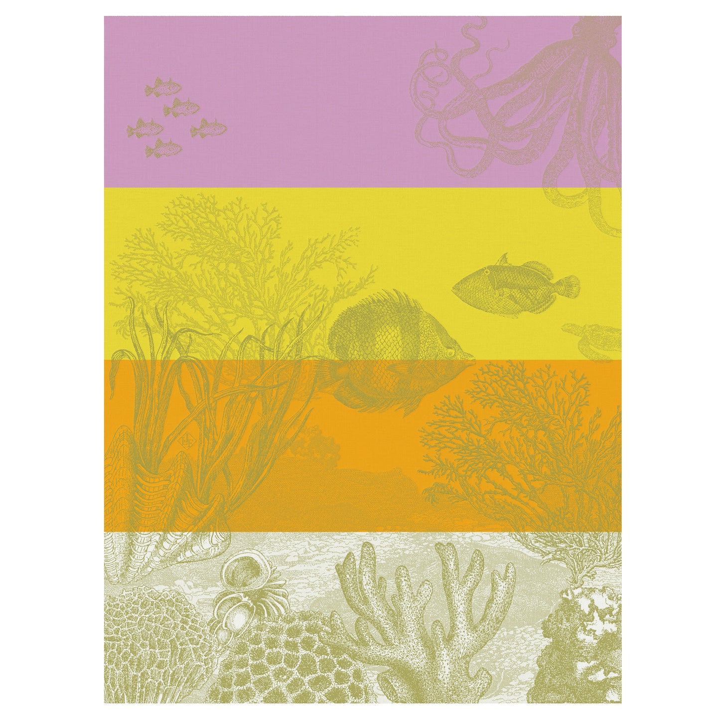 Sous l’ocean Orange Tea Towel