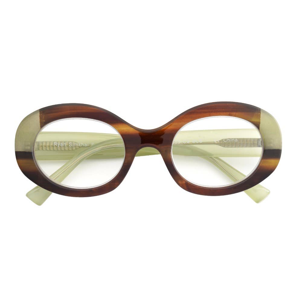 SERAPHINA | Brown | Light Green Temples | Blue Light: 1.25