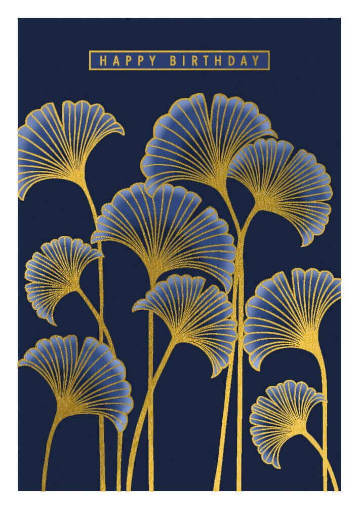 Blue Ginko Birthday Card - r. h. ballard shop & gallery