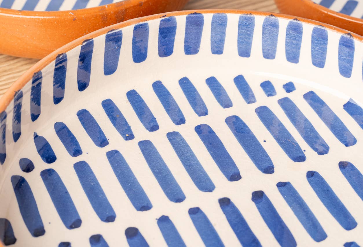 Moroccan Serving Dishes Set of 3 - Blue Stripe