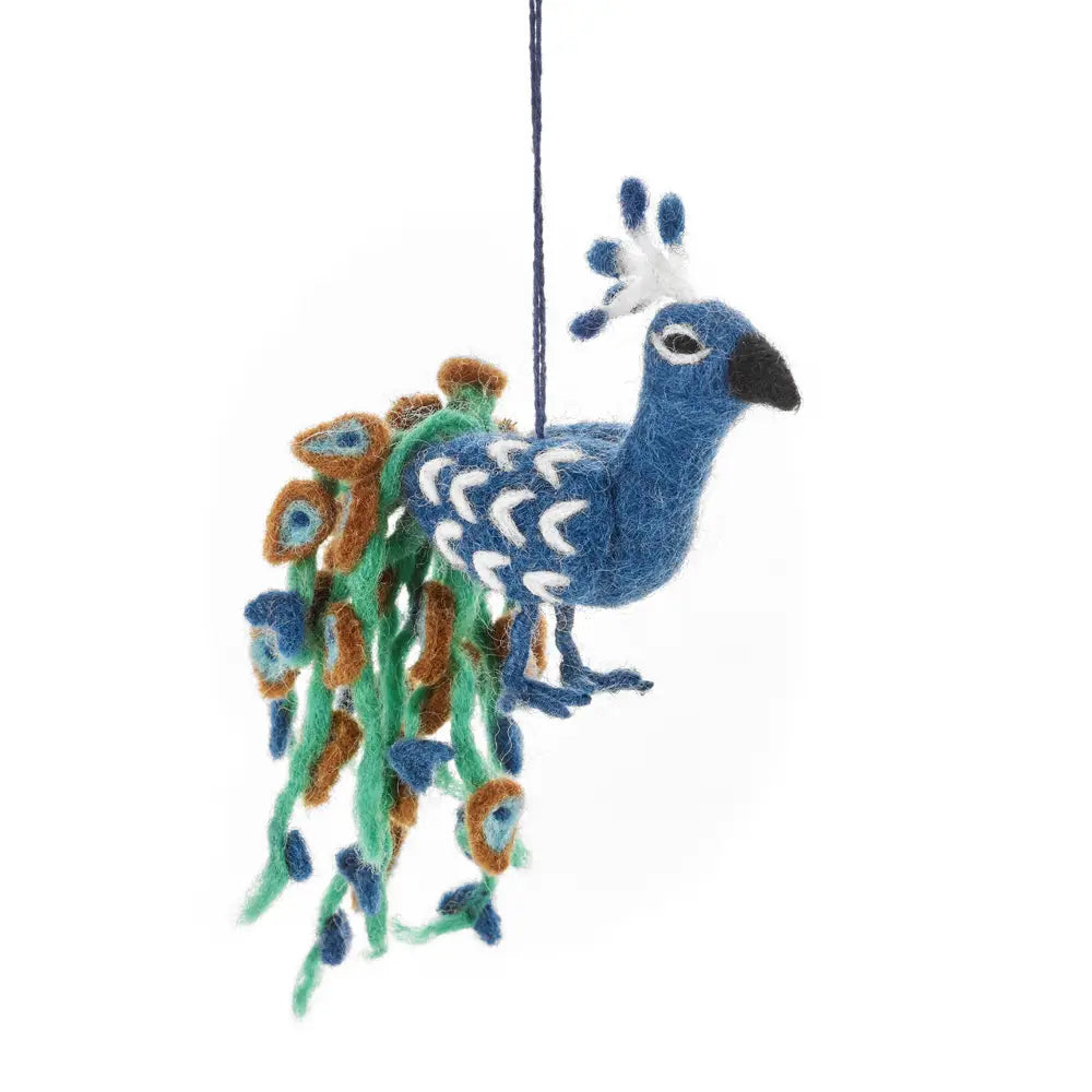 Handmade Pablo the Peacock Felt Ornament