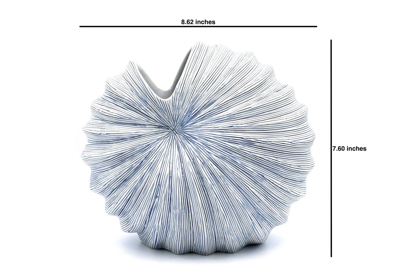 Palm M Blue and White Stripe -Handcrafted Porcelain Vase
