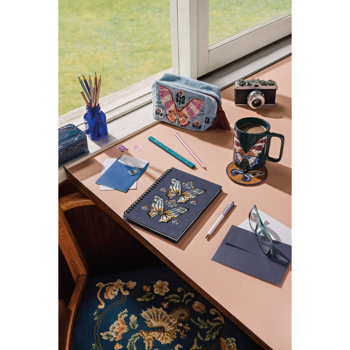 Aurora Butterfly Embroidered Pouch - r. h. ballard shop & gallery