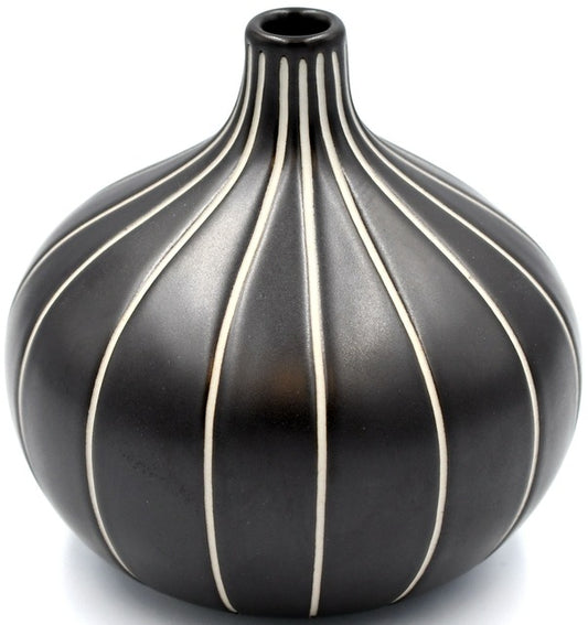 Congo Dark Brown Stripe Porcelain Bud Vase