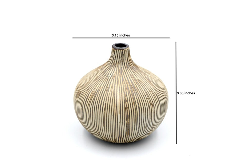Congo Cream & Brown Stripe Porcelain Bud Vase