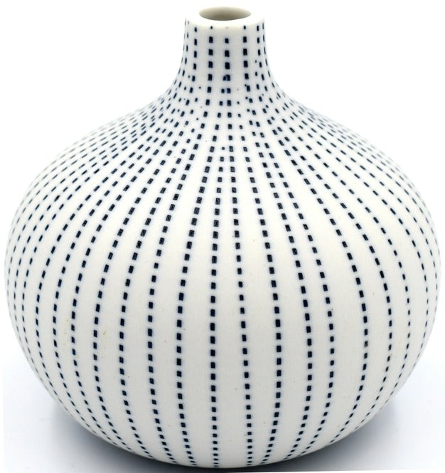 Congo Blue & White Dots Porcelain Bud Vase