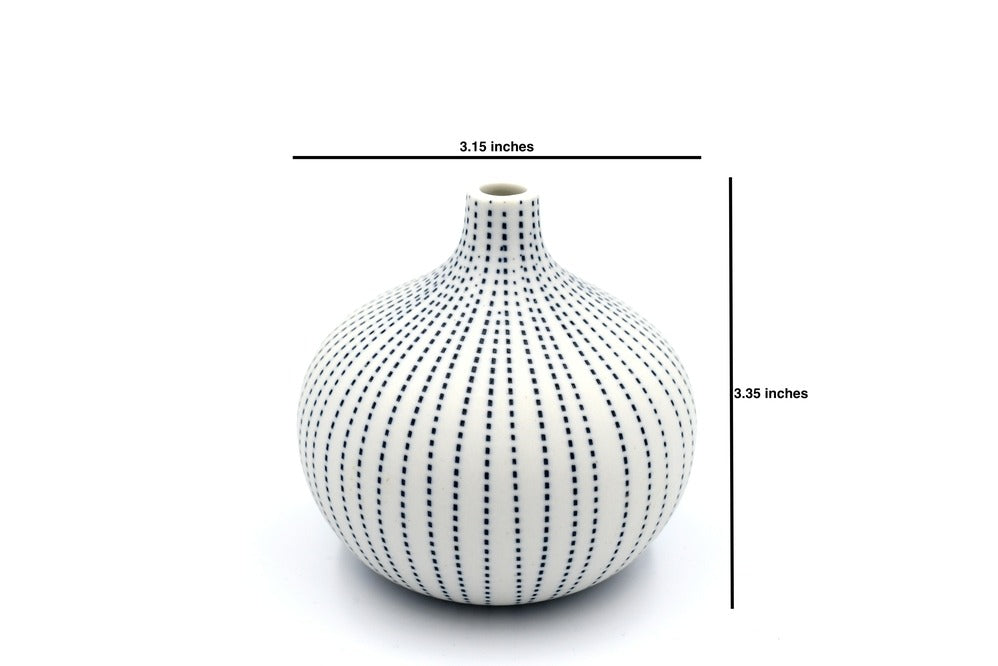 Congo Blue & White Dots Porcelain Bud Vase