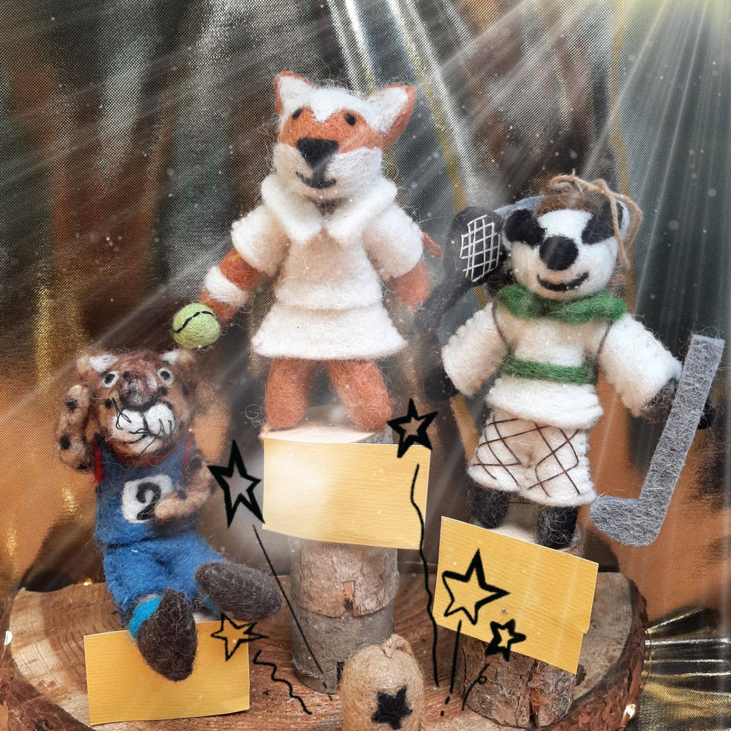 Handmade Felt Wimbledon Fox Hanging Tennis Dec