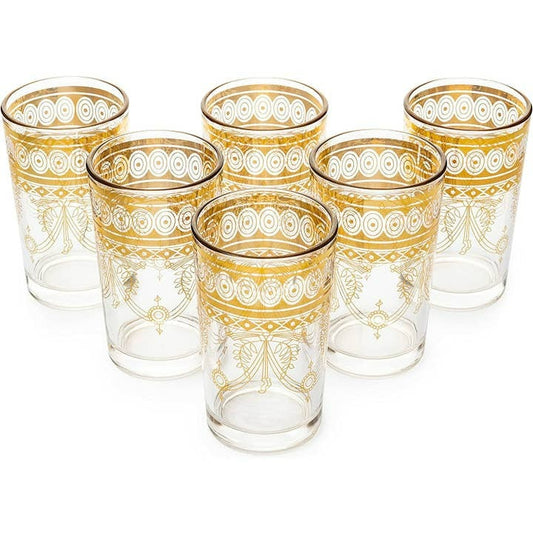Gold Moroccan Glasses Artisan Handmade, Set of 2