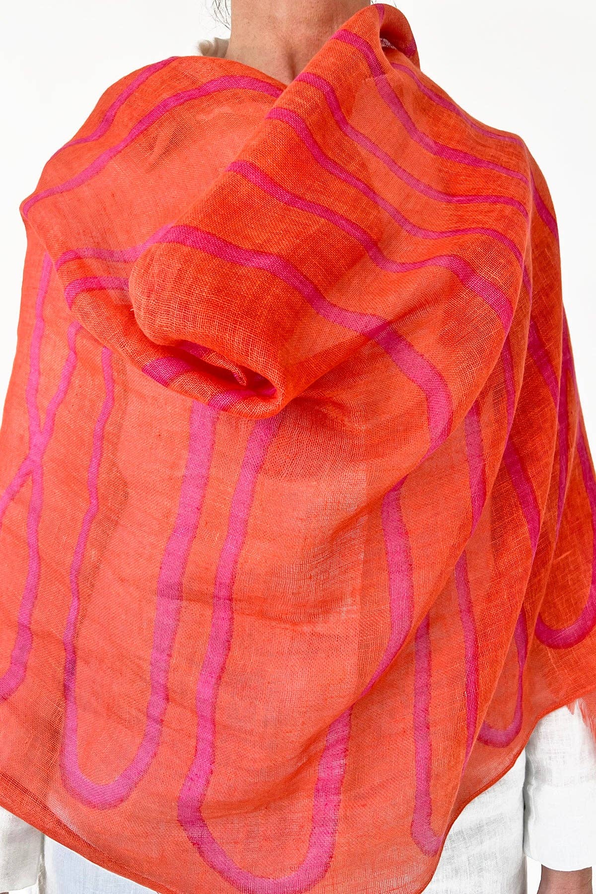 Linen Scarf: Loopy Pink/Melon