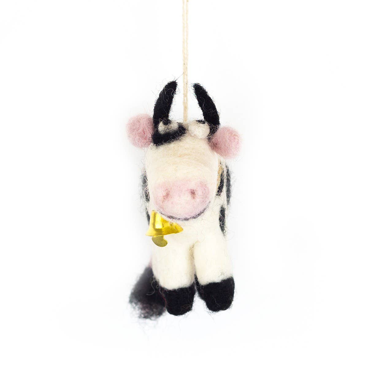 Handmade Needle Felt Daisy the Cow Fair trade Hanging Decor