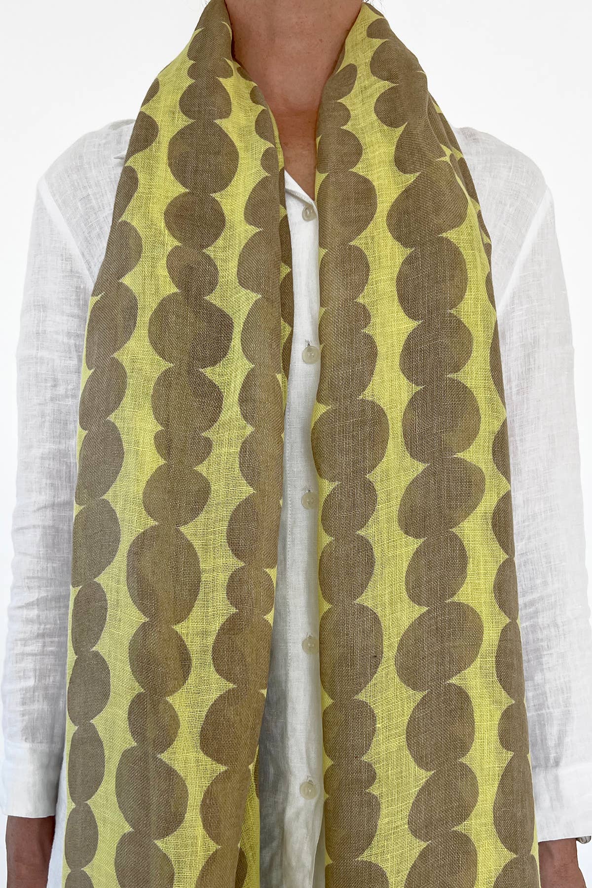 Linen Scarf: Small Totem Brown/Citron