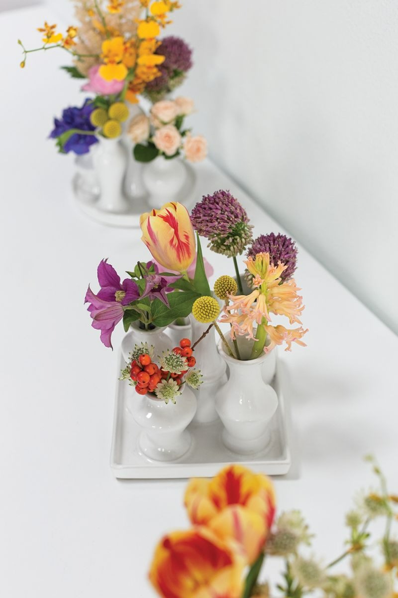 Charlie Ceramic Bud Vases on Tray, Small