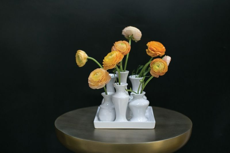 Charlie Ceramic Bud Vases on Tray, Small