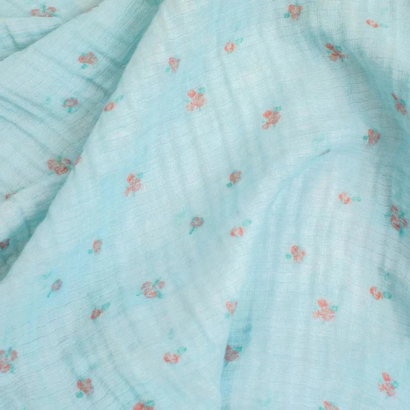 Blue Floral Swaddle Baby Blanket