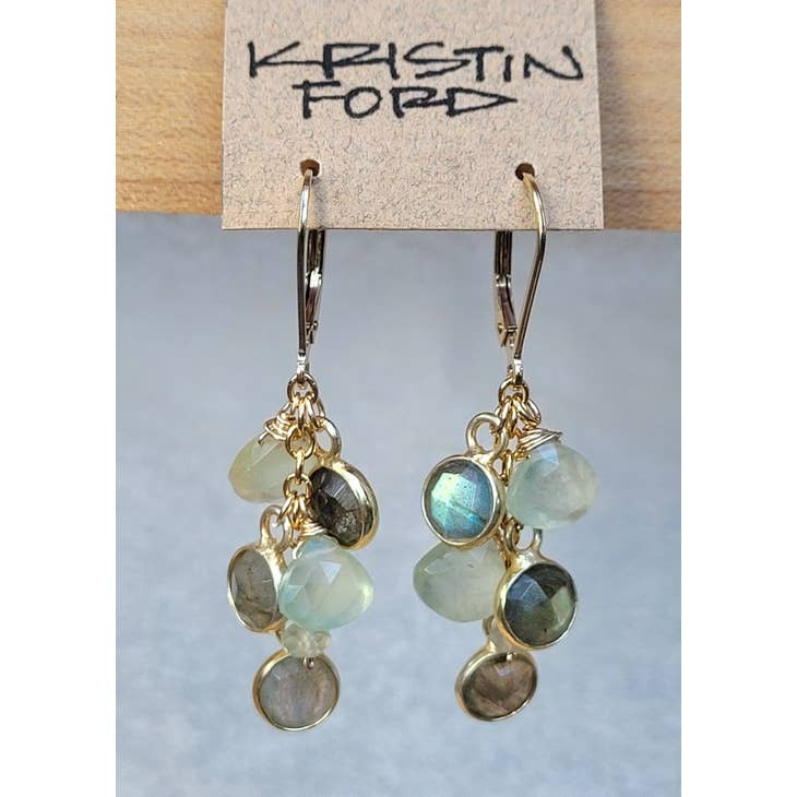 Labradorite Coins and Prehnite Earrings