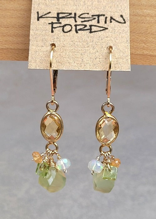 Citrine & Prehnite Earrings