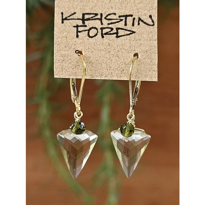 Olive Quartz Arrow Earrings