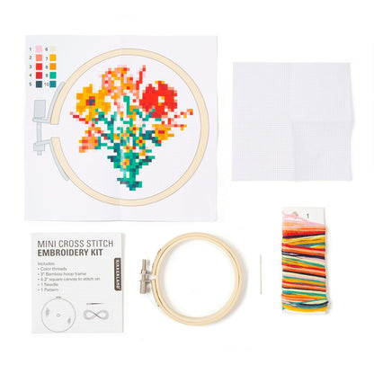Flowers Bouquet Mini Cross Stitch Embroidery Kit