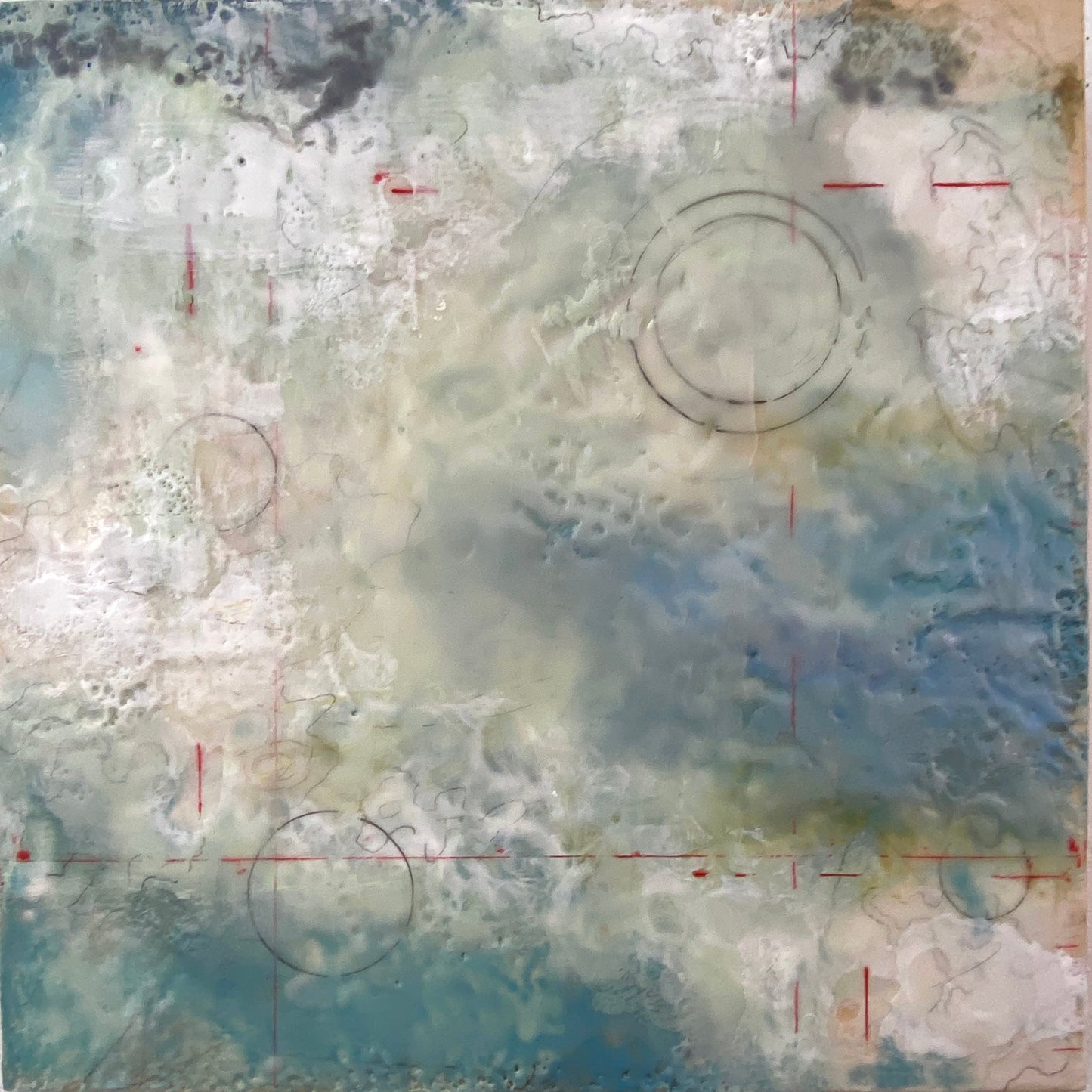 Geographic Lines, encaustic