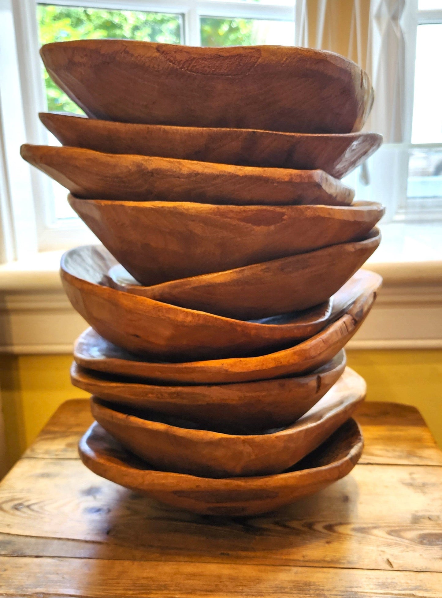 Vintage Hand Carved Grain Bowls, Bulgaria