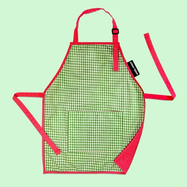 Child Apron, Green and Red Checkered