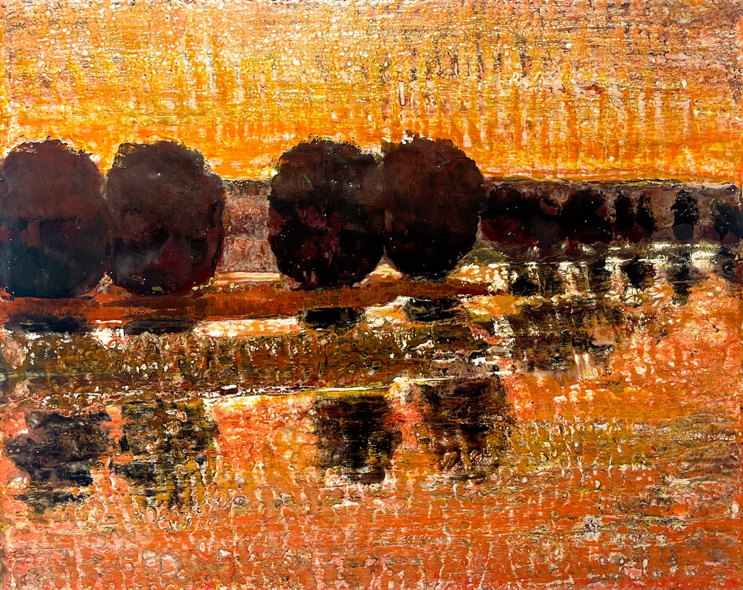 Marsh Pines, Encaustic
