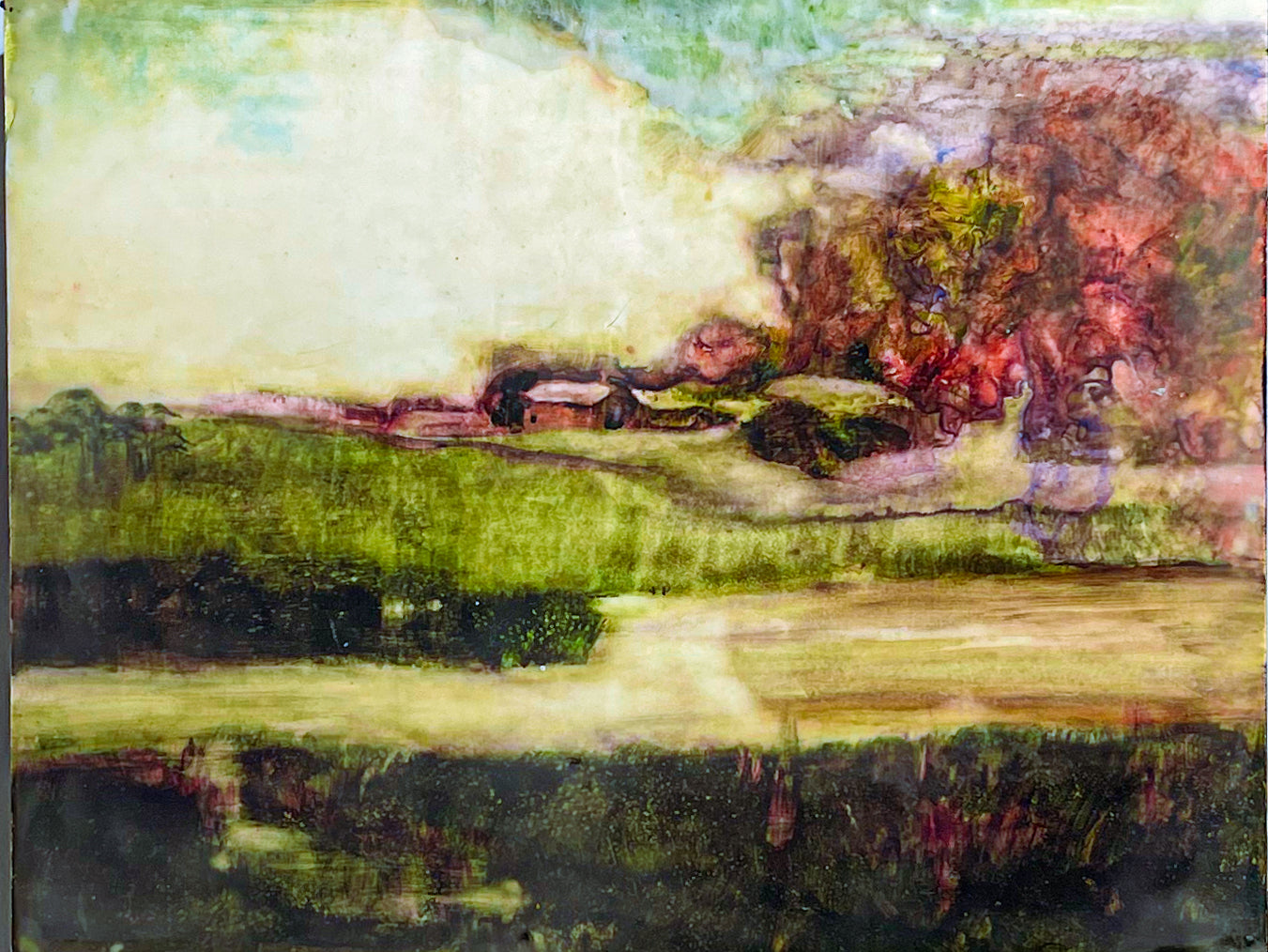 Farm Pond, Encaustic