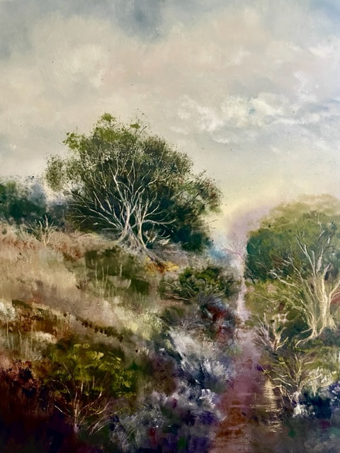 Path Through Spring, Encaustic