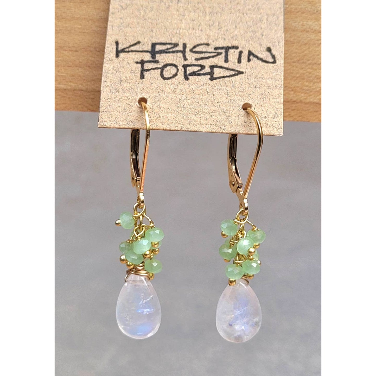 Rainbow Moonstone & Chrysoprase Earrings