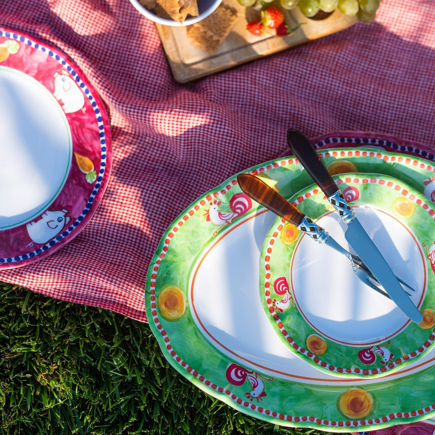 Melamine Campagna Gallina Green Oval Platter