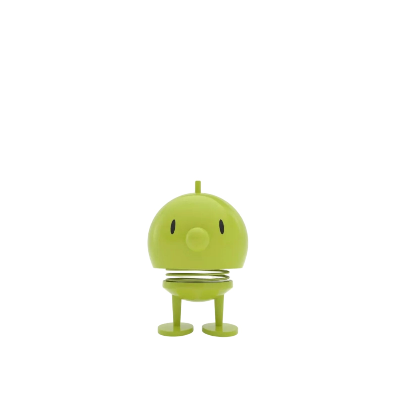 Green robot-like figure on a white background